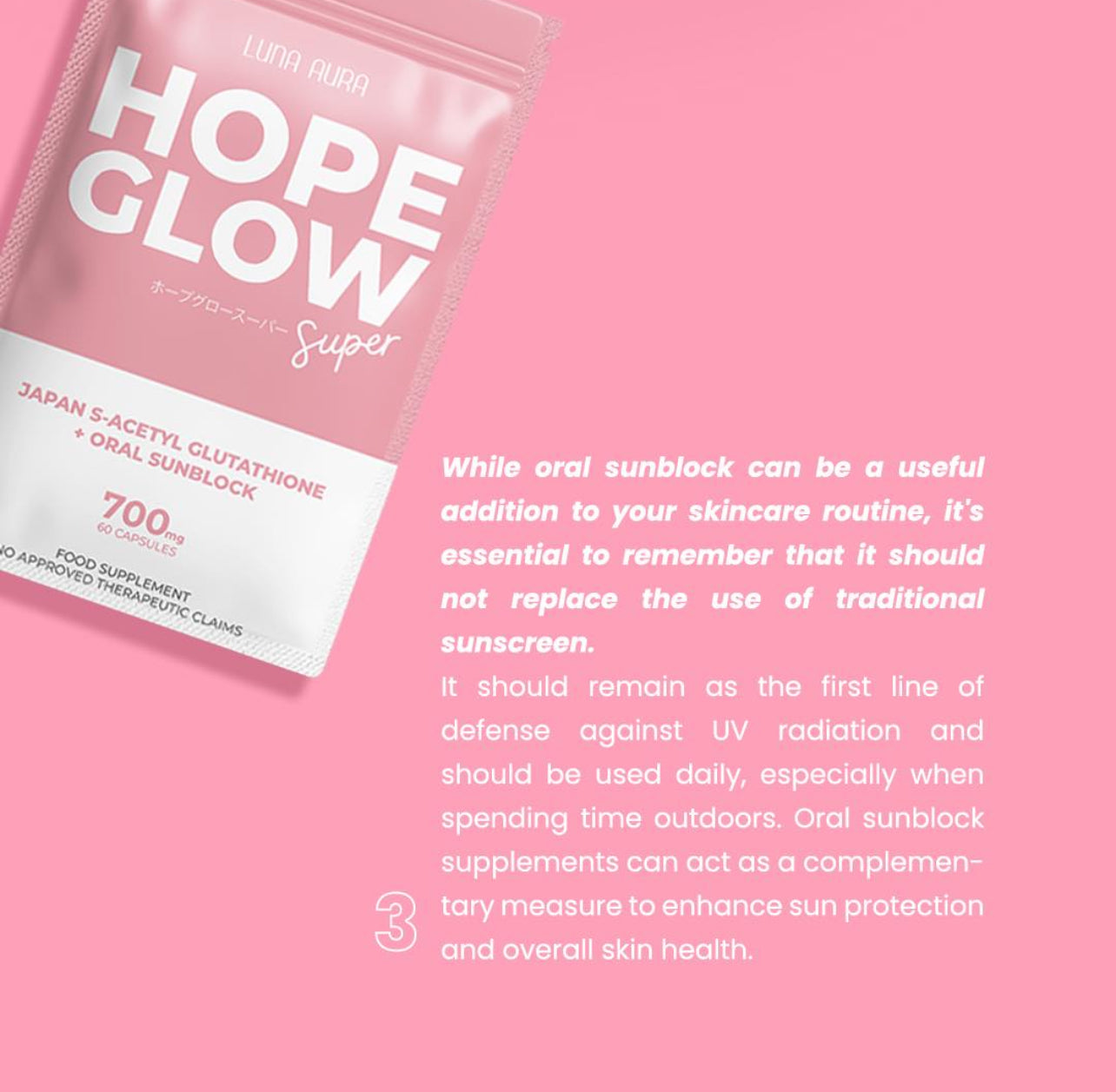 Luna Aura Hope Glow Super Glutathione Capsules 60 Caps