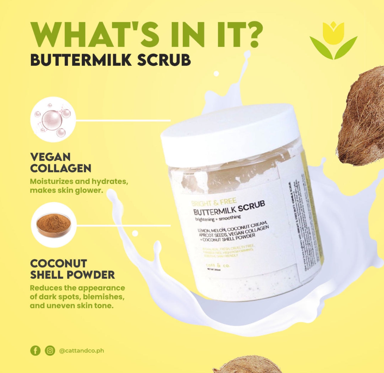 Catt & Co Bright & Free Buttermilk Scrub 250ml