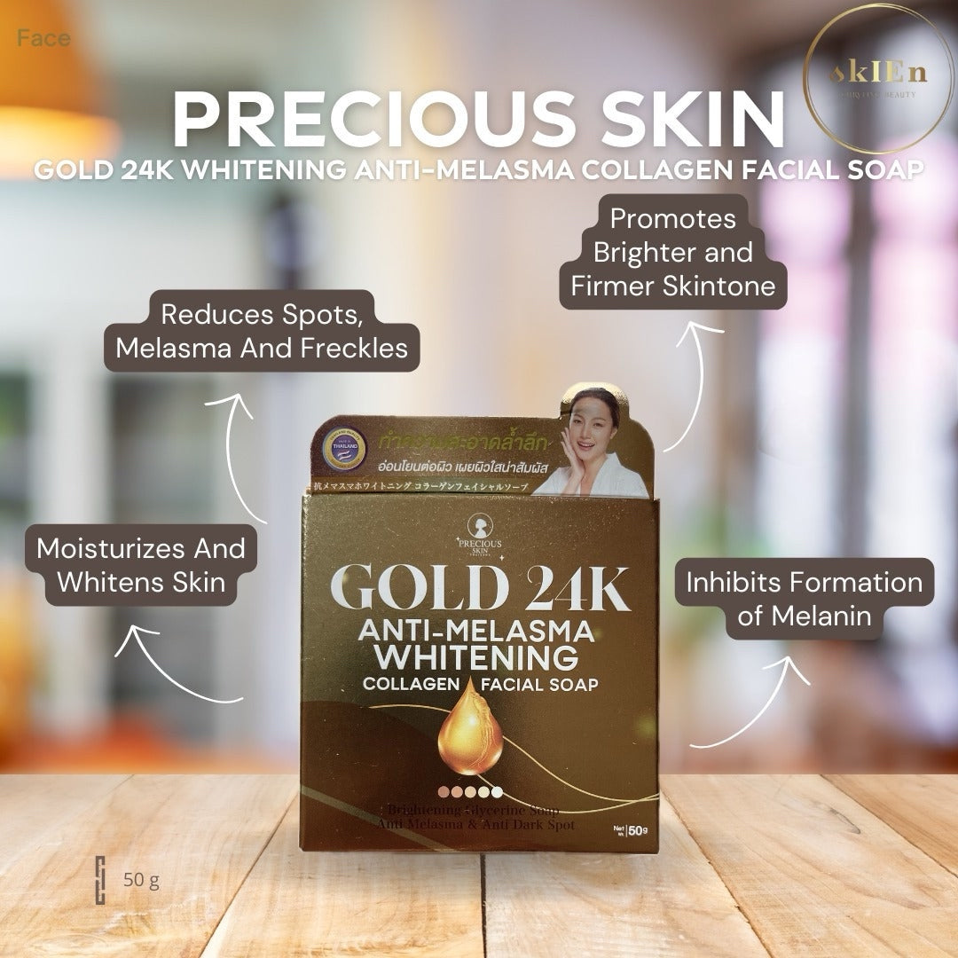 24K Anti-Melasma Whitening Collagen Facial Soap by Precious Skin Thailand 60g