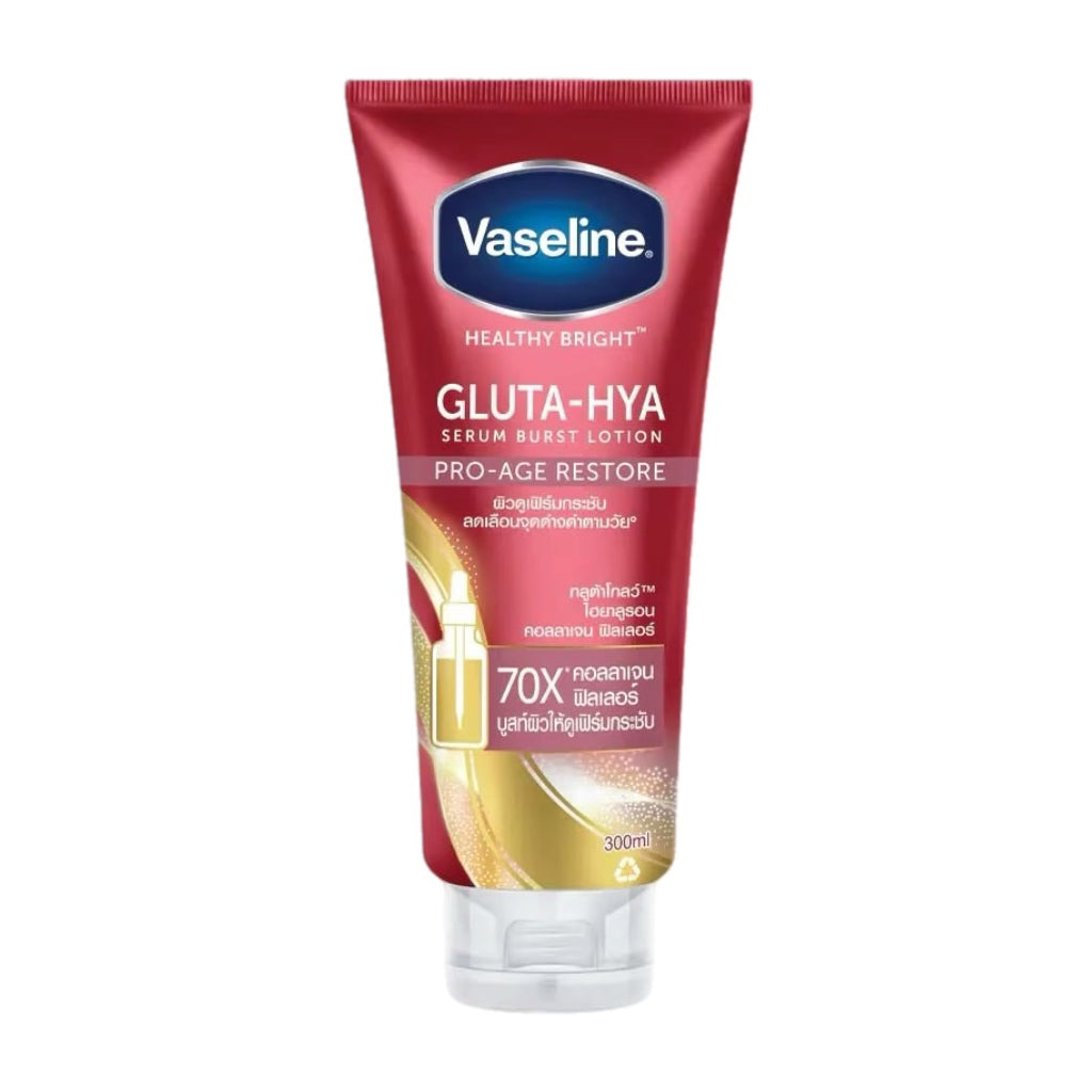 Vaseline Healthy Bright Gluta-Hya Serum Burst Lotion Pro-Age Restore 300ml (EXPIRY DATE: 18 MARCH 2026)