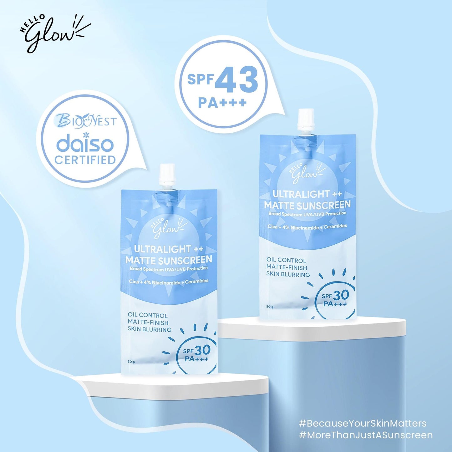 Hello Glow Ultralight ++ Matte Sunscreen SPF30 50g