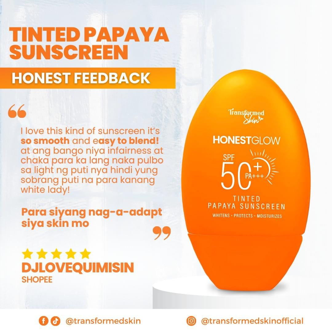 Honest Glow Tinted Papaya Sunscreen SPF50 PA+++ 50g by Transformed Skin