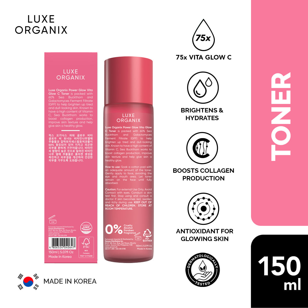 Luxe Organix Power Glow Essence Toner 150ml