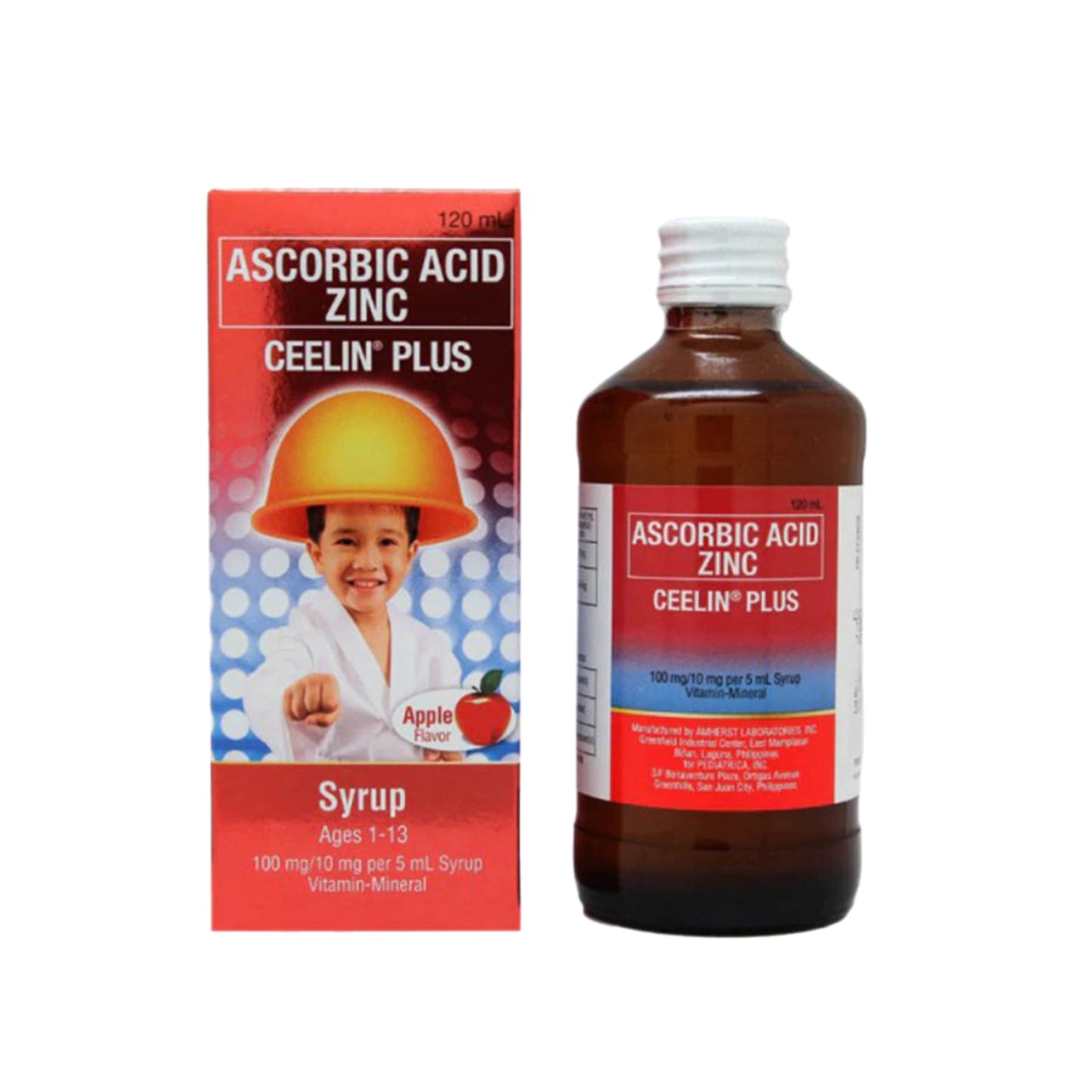 Ceelin Plus Ascorbic Acid + Zinc Apple Syrup (Choose a Size)