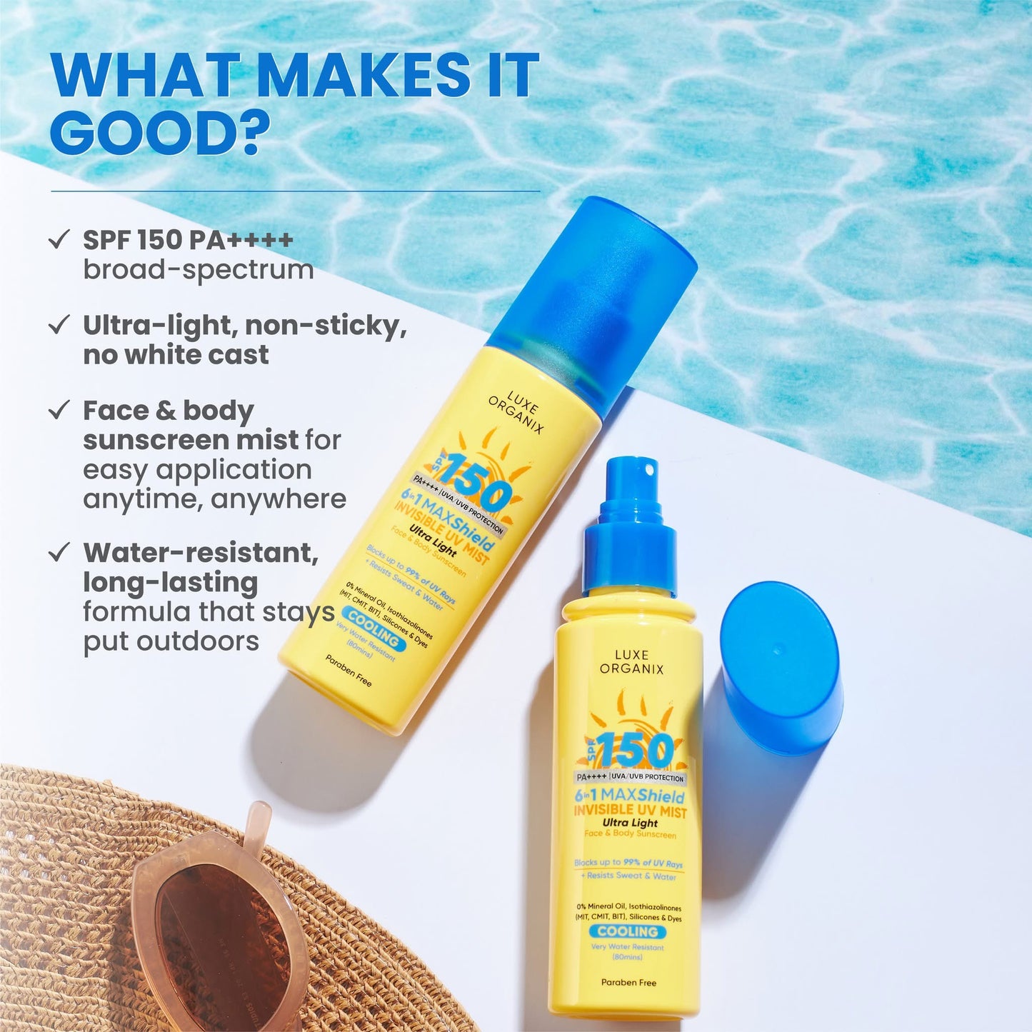 Luxe Organix 6-in-1 MAXShield Active Ultra Sheer Face & Body Invisible UV Mist 90ml