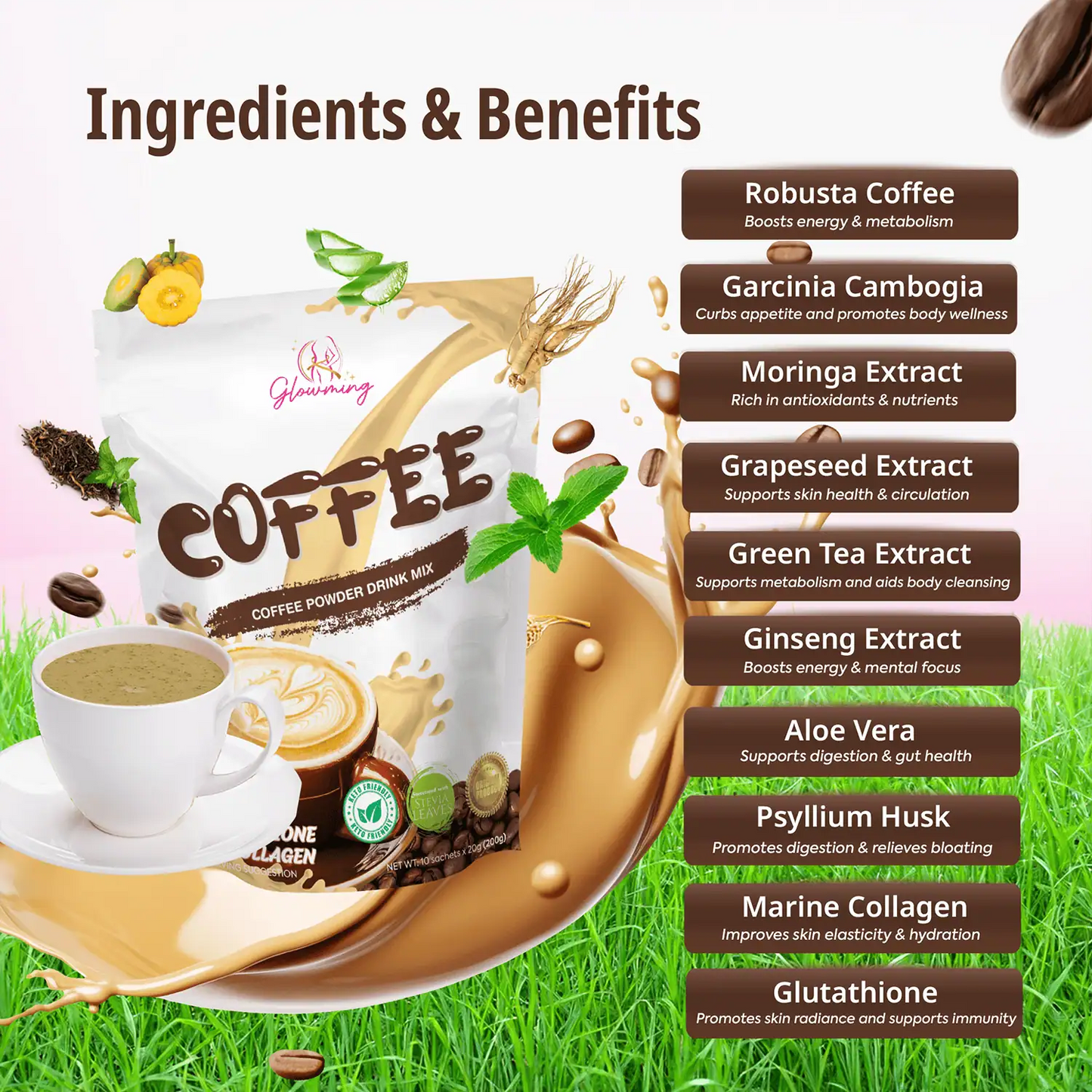 Glowming Coffee Powder Drink Mix 10s