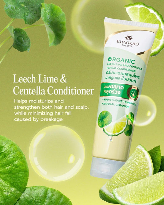 Khaokho Talaypu Leech Lime & Centella Herbal Shampoo (320ml) & Conditioner (280ml) Set