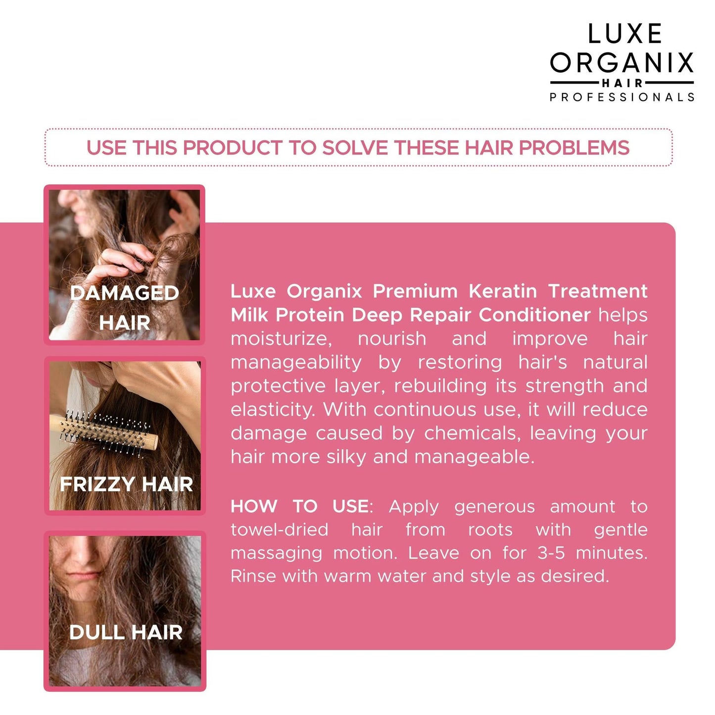 Luxe Organix Premium Keratin Treatment Milk Protein Deep Repair Conditioner 210ml (1pc)