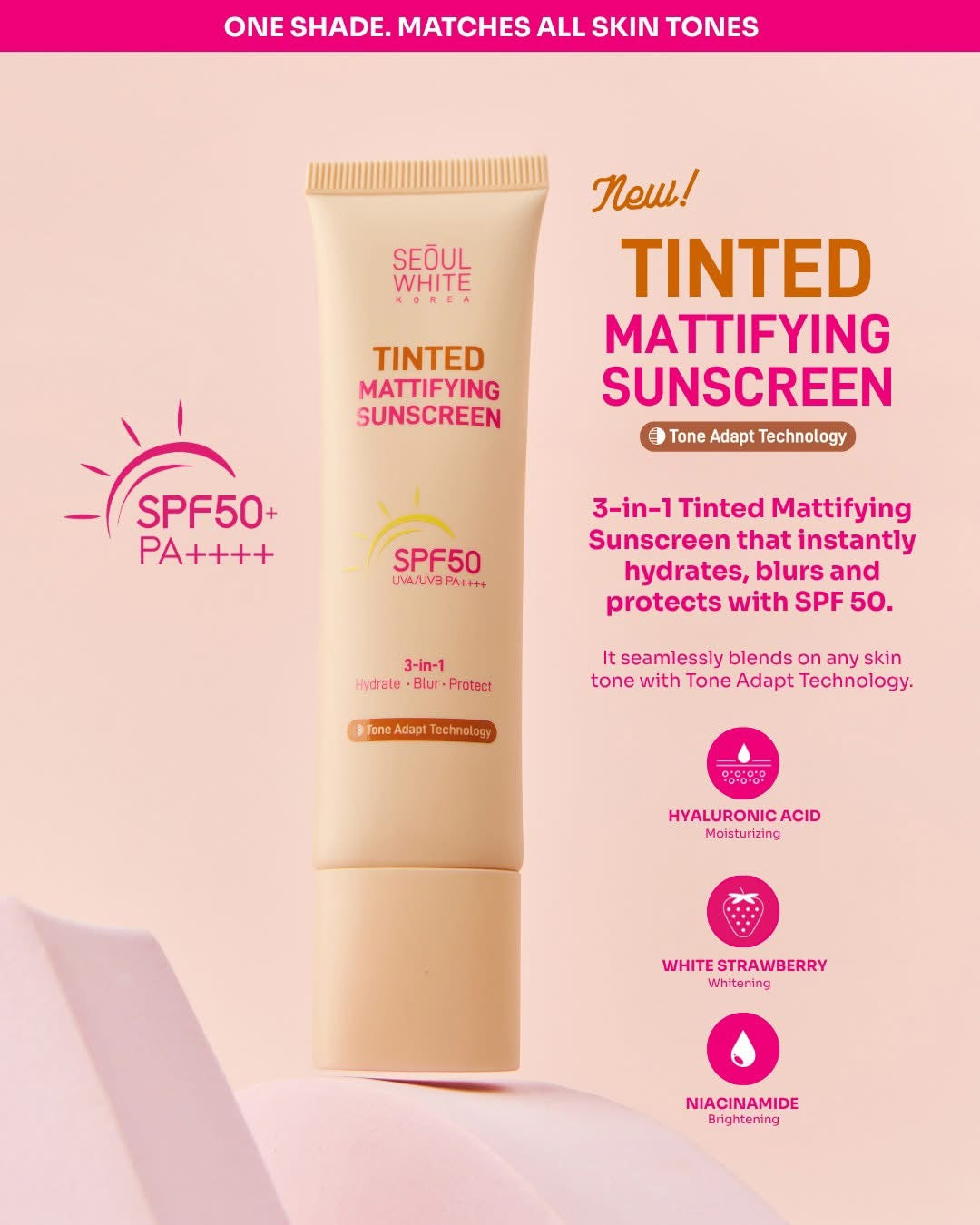Seoul White Korea Tinted Mattifying Sunscreen SPF50 30g