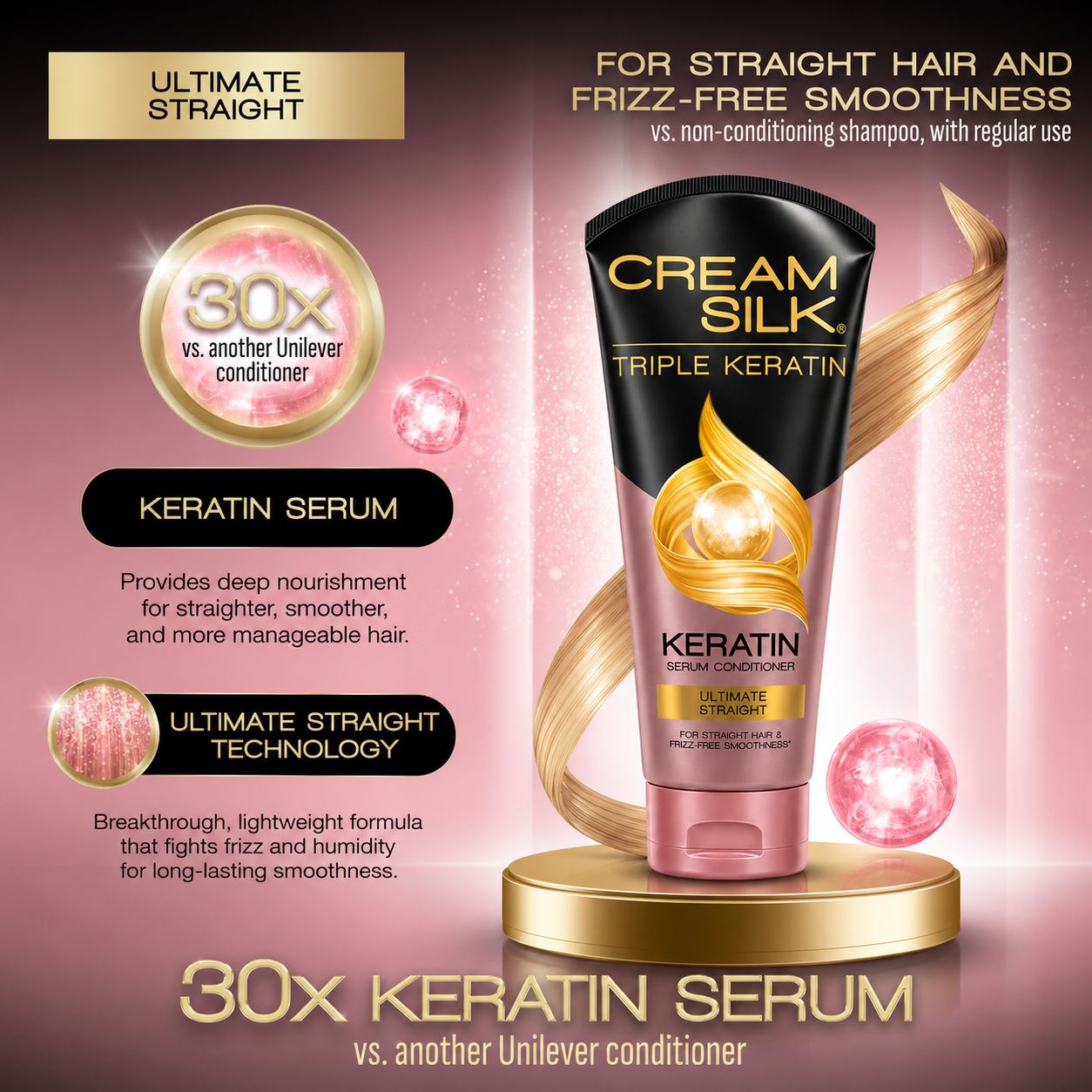 CreamSilk Triple Keratin Rescue Conditioner Ultimate Straight 170ml