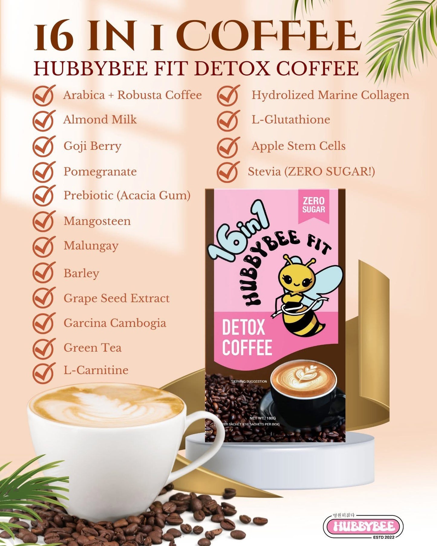 HubbyBee Detox Coffee Mix (16-in-1) 10s