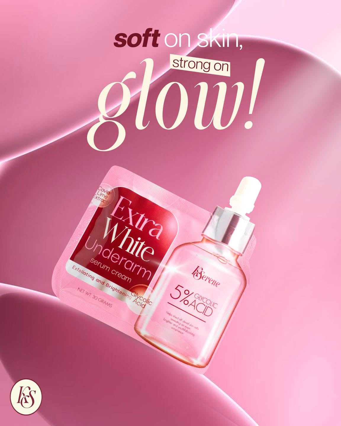 KSerene Extra White Underarm Serum Cream with 5% Glycolic Acid 30g