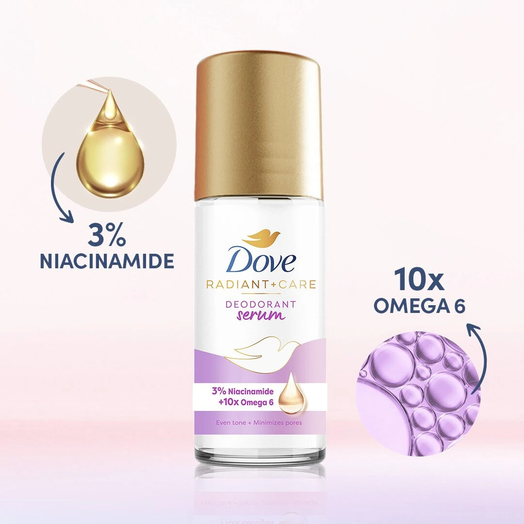 Dove Radiant+ Care Deodorant Serum 3% Niacinamide +10x Omega 6 (45ml)