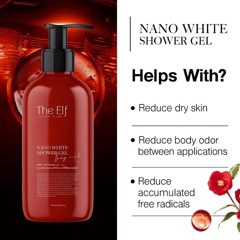 The Elf Nano White Shower Gel Body Wash with Aloe Vera, Niacinamide, Panthenol & Collagen 275ml