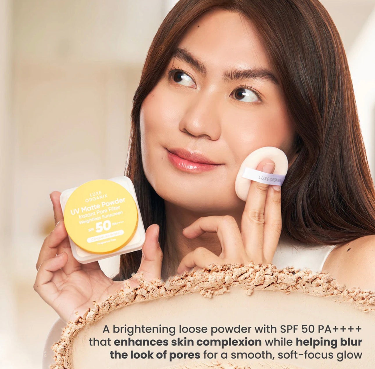 Luxe Organix UV Matte Powder Instant Pore Filter Weightless Sunscreen Complexion Bright 15g