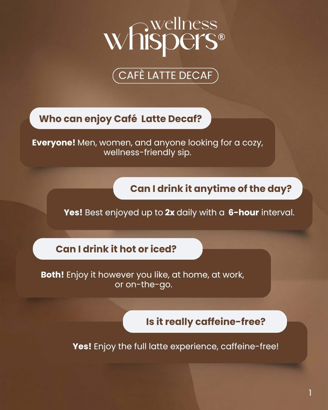 Wellness Whispers Café Latte Decaf 10s