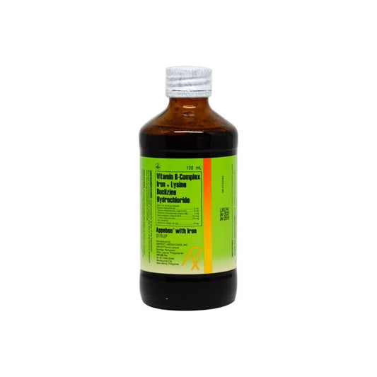 APPEBON Vitamin B Complex Iron + Lysine + Buclizine HCl Syrup 120ml