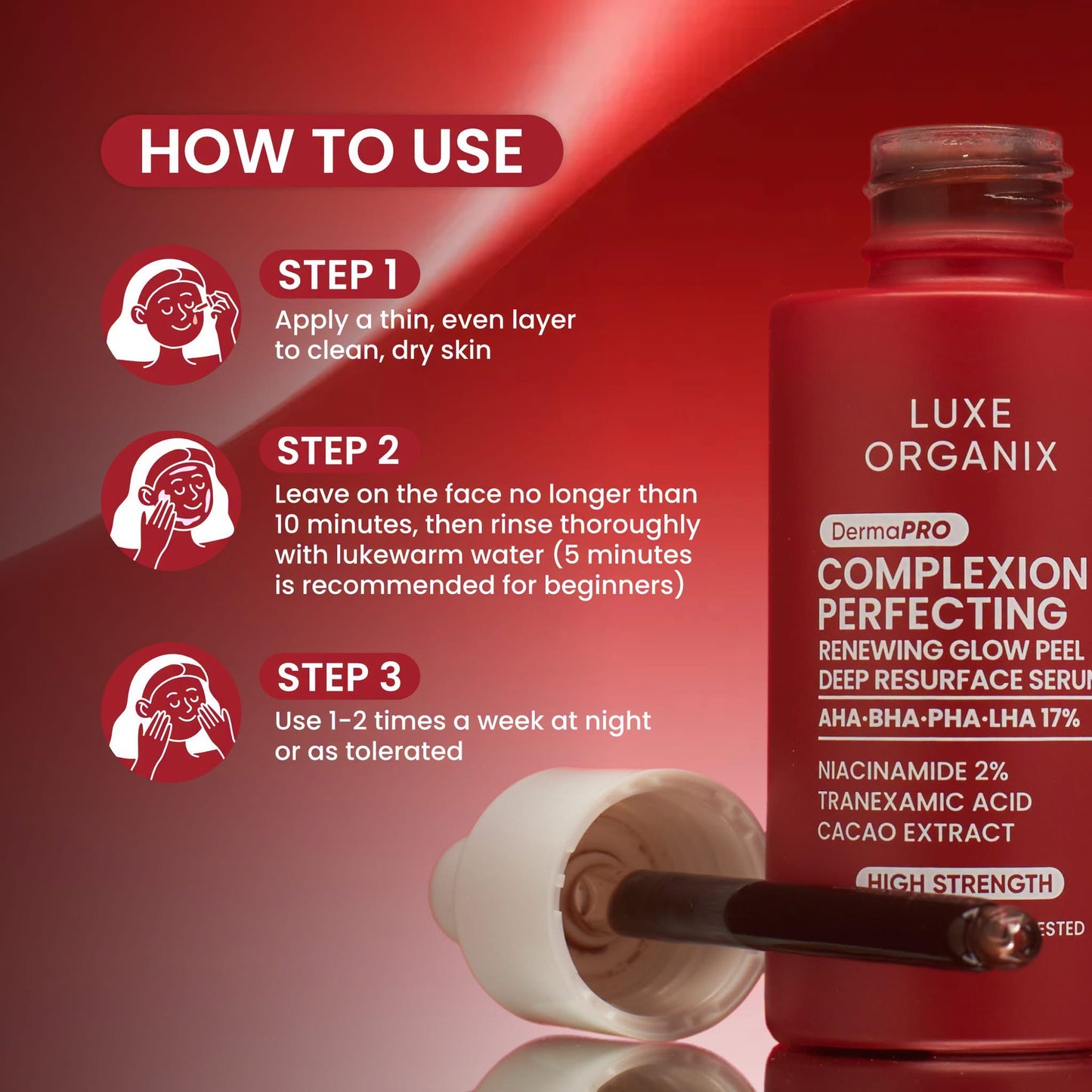 Luxe Organix DermaPRO Complexion Perfecting Renewing Glow Peel Deep Resurface Serum 30ml