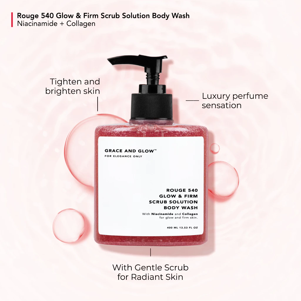 Grace And Glow Rouge540 Scrub Solution Body Wash (Niacinamide and Collagen) 400ml