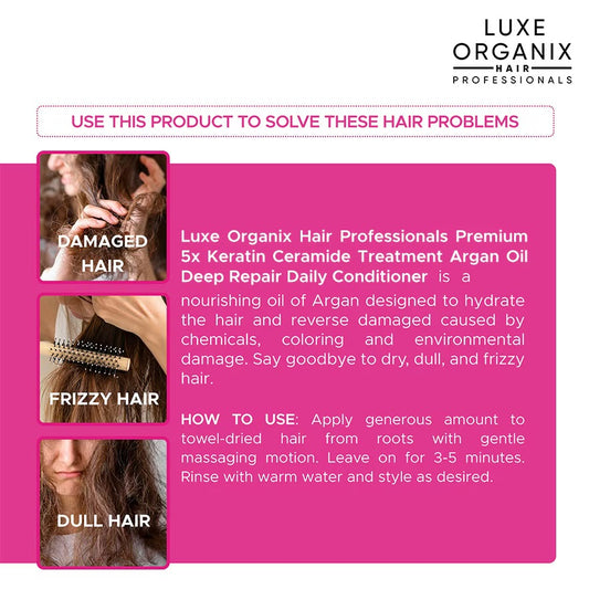 Luxe Organix Premium Keratin Treatment Argan Oil Deep Repair Conditioner 250ml