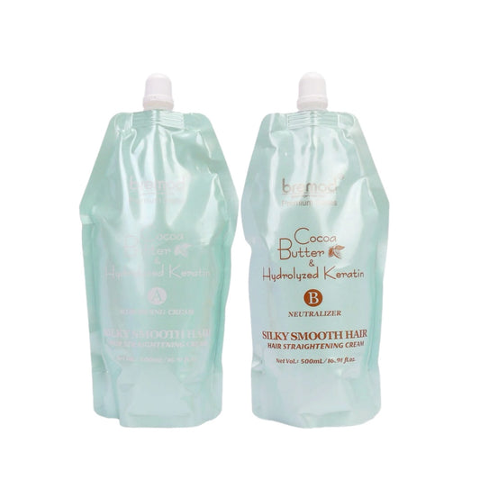 Bremod Premium Keratin Hair Rebonding Cocoa Butter + Hydrolyzed Keratin (2 × 500ml)