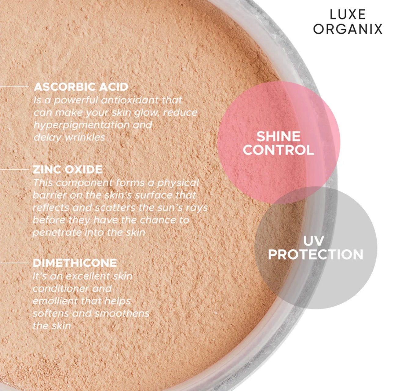 Luxe Organix 24H Zero Sebum Instant Pore Blurring Weightless Matte Powder SPF50 PA++++ Natural 15g