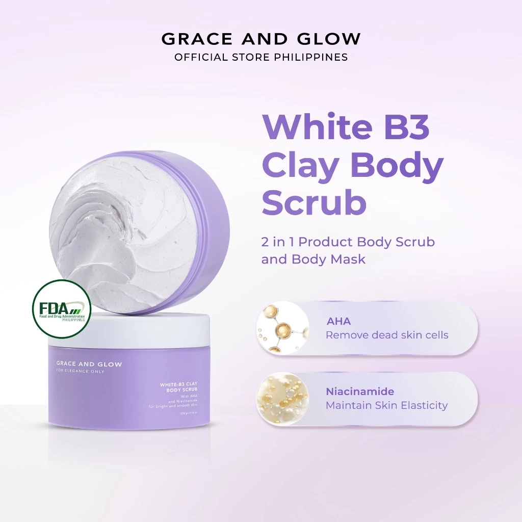 Grace and Glow White B3 Clay Body Scrub 220g