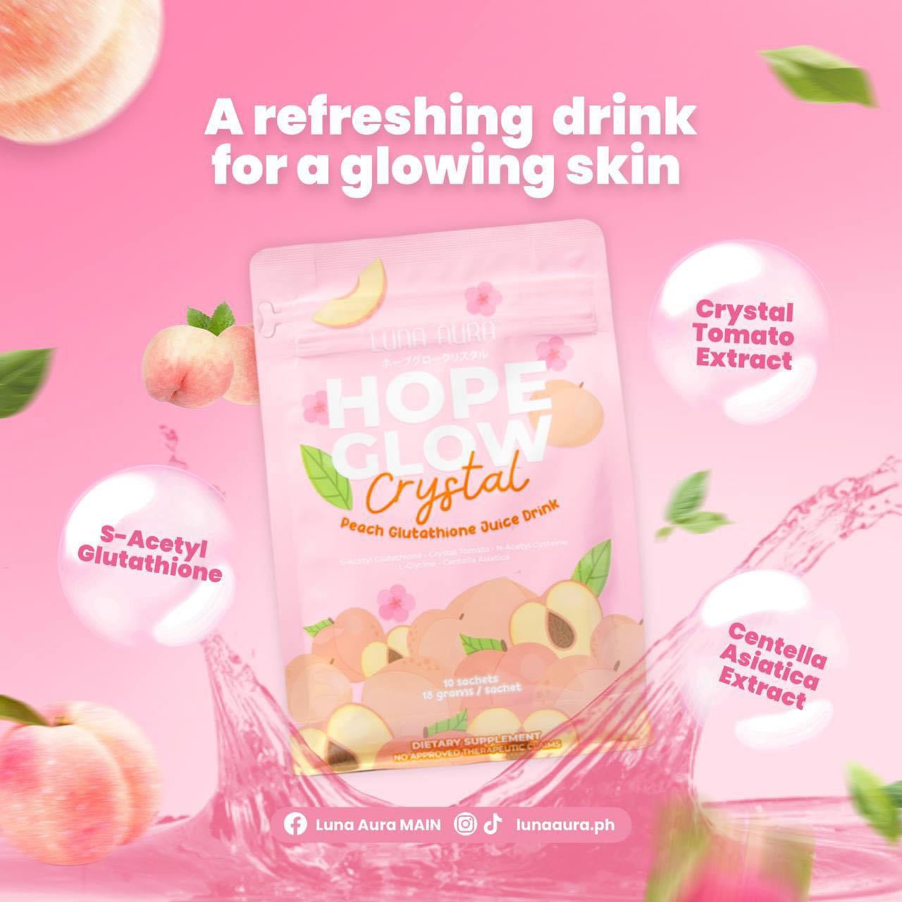Luna Aura Hope Glow Crystal Peach Glutathione Drink 10s Colabella Luna Aura Hope Glow Crystal Peach Glutathione Drink 10s Colabella