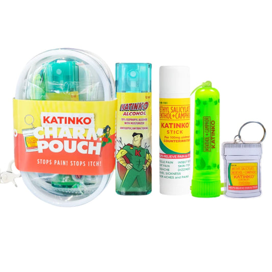 Katinko Charm Pouch - Oil Liniment, Ointment, Inhaler and Key Chain
