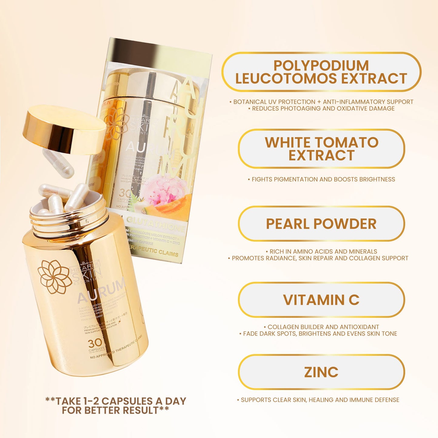 Hikari Skin Essentials Aurum S-Acetyl Glutathione 30caps