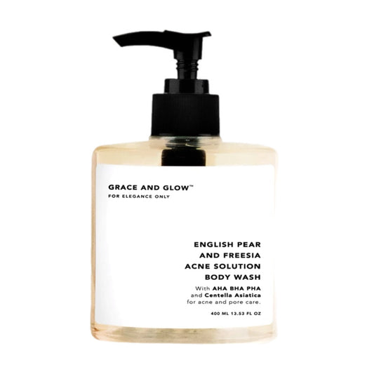 Grace and Glow English Pear And Freesia Anti Acne Solution Body Wash (AHA BHA PHA and Centella Asiatica) 400ml
