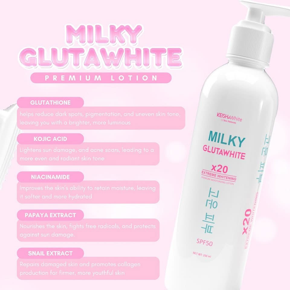 Keisha White Milky Gluta White Premium Lotion SPF50 250ml