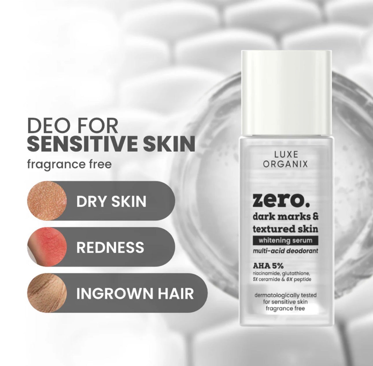 Luxe Organix Zero Dark Marks & Textured Skin Whitening Serum Deodorant For Sensitive Skin 50ml