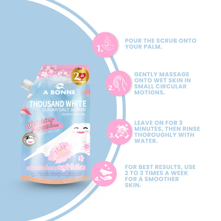 A Bonne’ Thousand White Sugar Salt Scrub Rose and Sakura 350g