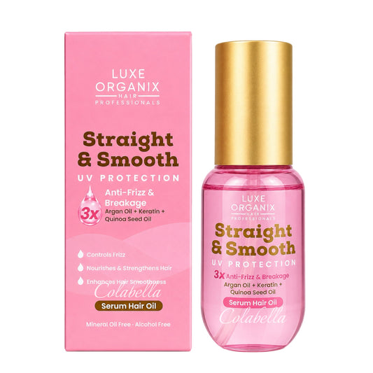 Luxe Organix Straight & Smooth UV Protection 3x Anti-Frizz Argan Oil + Keratin + Quinoa Seed Oil Serum Hair Oil 60ml