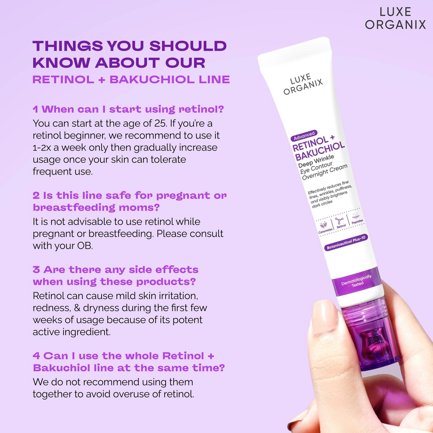 Luxe Organix Advanced Retinol + Bakuchiol Deep Wrinkle Eye Contour Overnight Cream 12g