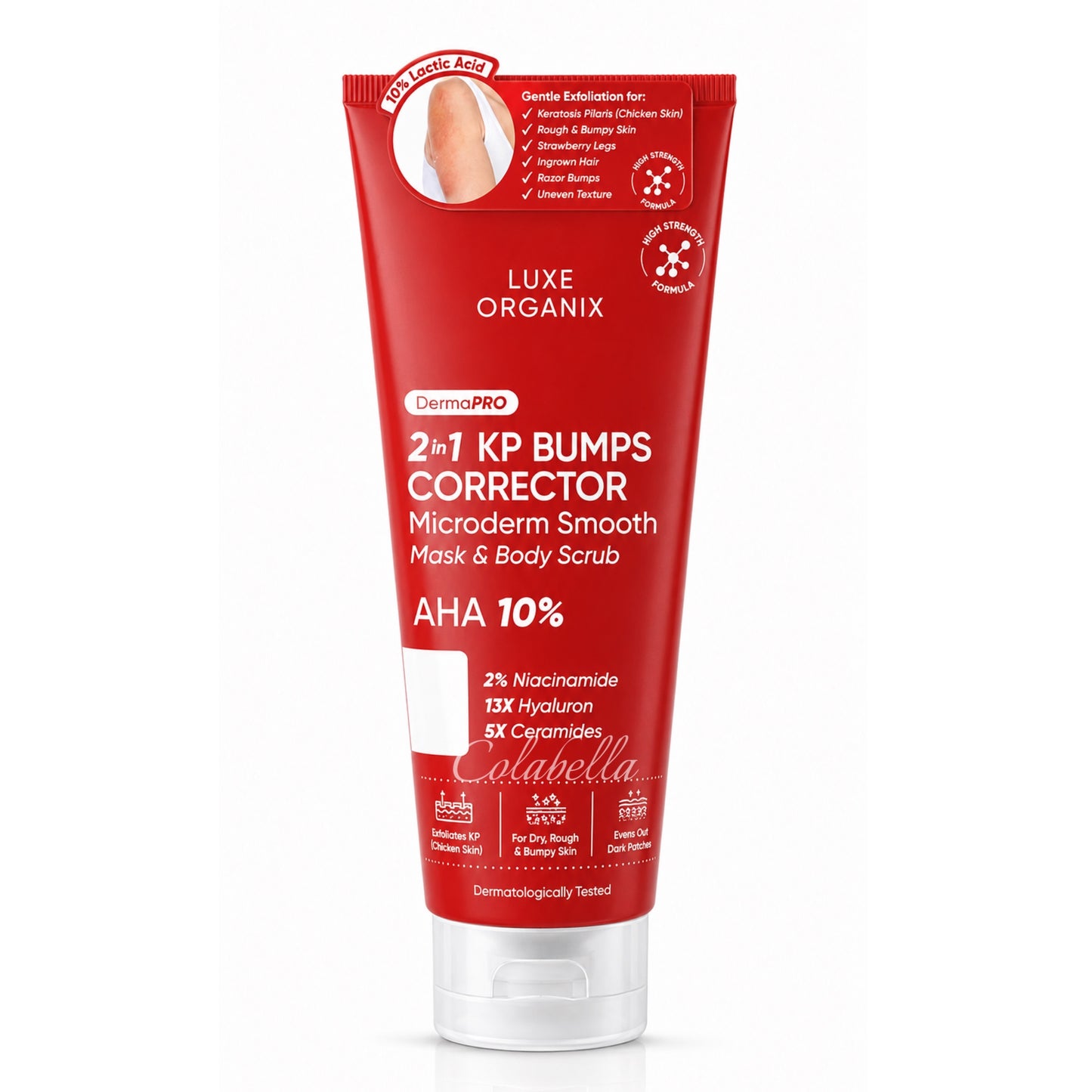 Luxe Organix DermaPRO 2in1 KP Bumps Corrector Microderm Smooth Mask & Body Scrub 200ml