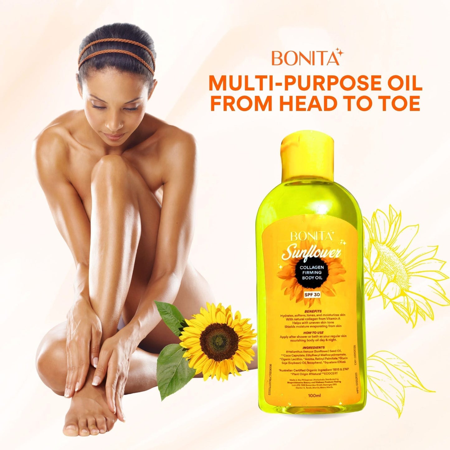 Bonita Sunflower Collagen Firming Body Oil SPF30 100ml