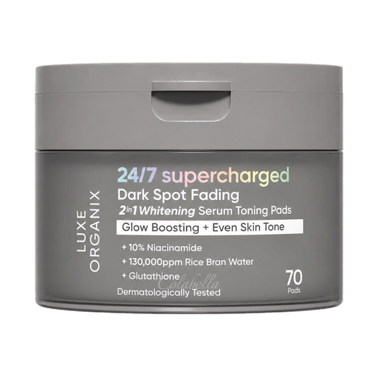Luxe Organix 24/7 Supercharged Dark Spot Fading 2-in-1 Whitening Serum Concentrated Pads (Glow Boosting + Even Skin Tone)
