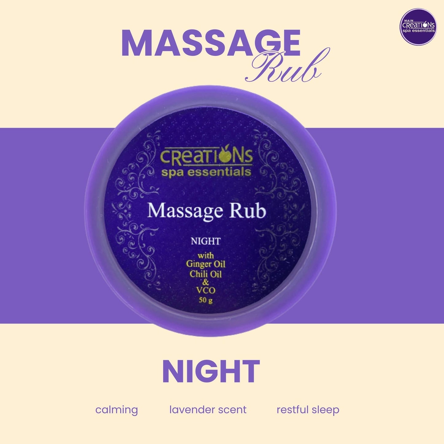 Creations Spa Essentials Pain Relief Rub Sleep Lavender Scent 50g
