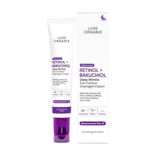 Luxe Organix Advanced Retinol + Bakuchiol Deep Wrinkle Eye Contour Overnight Cream 12g