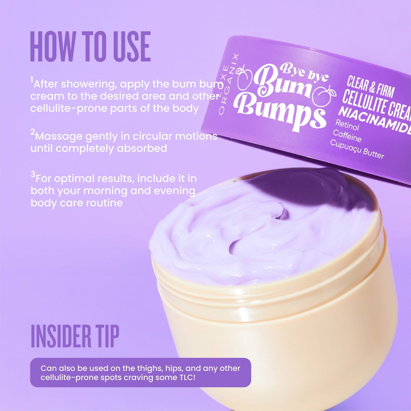 Luxe Organix Bye Bye Bum Bumps Clear & Firm Cellulite Cream 230g