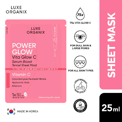 Luxe Organix Power Glow Serum Boost Tencel Sheet Mask 25ml