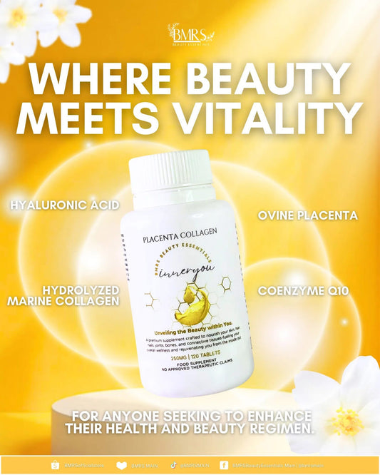 BMRS Beauty Essentials Inner You Placenta Collagen Food Supplement 250mg (120 Tablets)