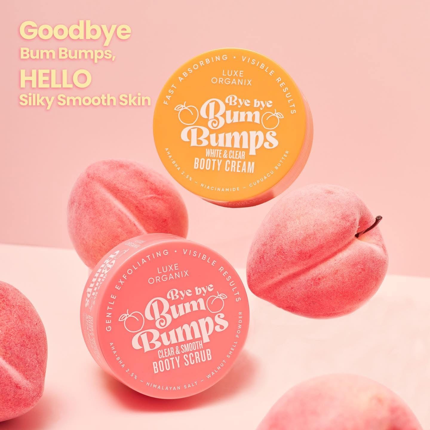 Luxe Organix Bye Bye Bum Bumps White and Clear Booty Cream 230g