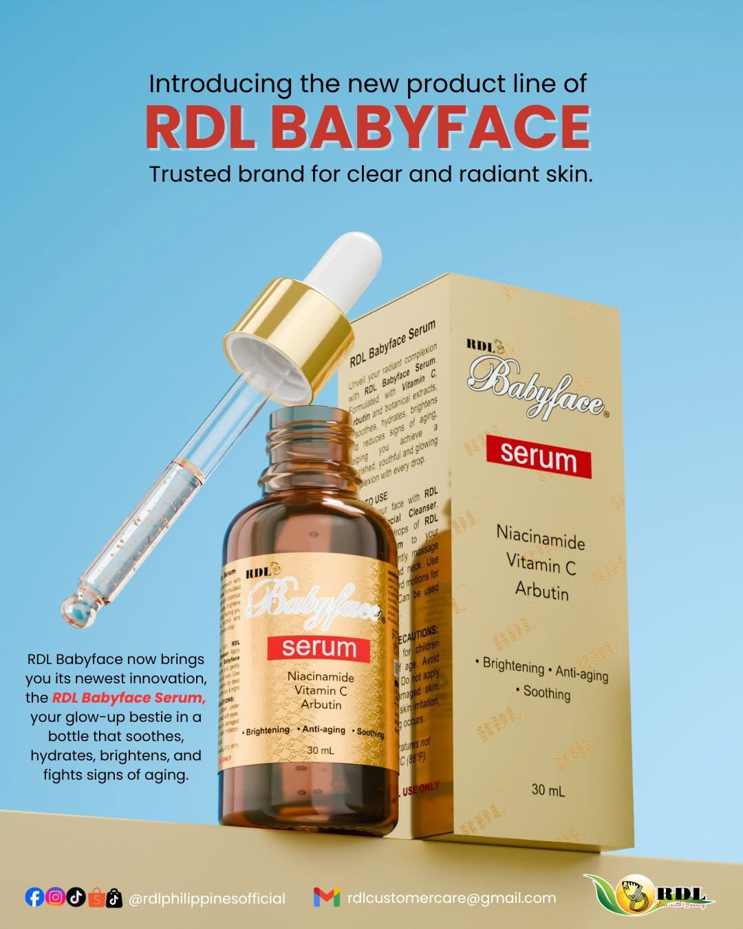 RDL Baby Face Serum (Niacinamide, Vit C, Arbutin) 30ml