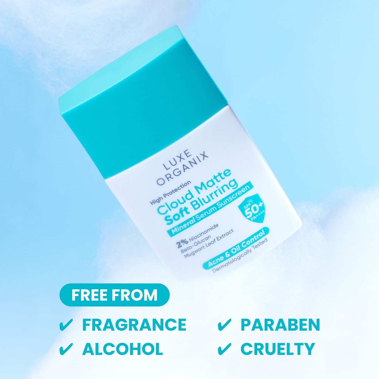 Luxe Organix High Protection Cloud Matte Soft Blurring Mineral Serum Sunscreen SPF50+ PA++++ 40g