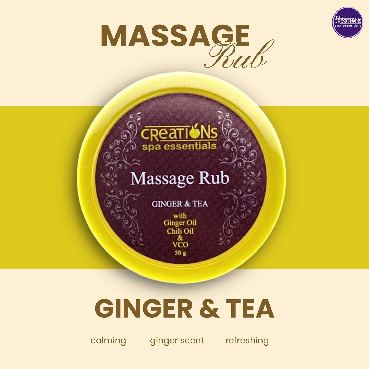 Creations Spa Essentials Pain Relief Rub Ginger and Tea 50g