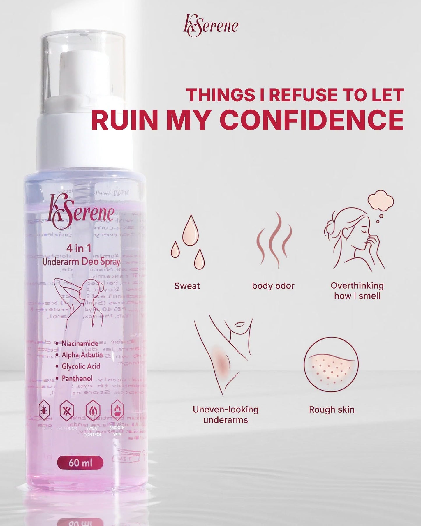 KSerene 4 in 1 Underarm Deo Spray 60ml
