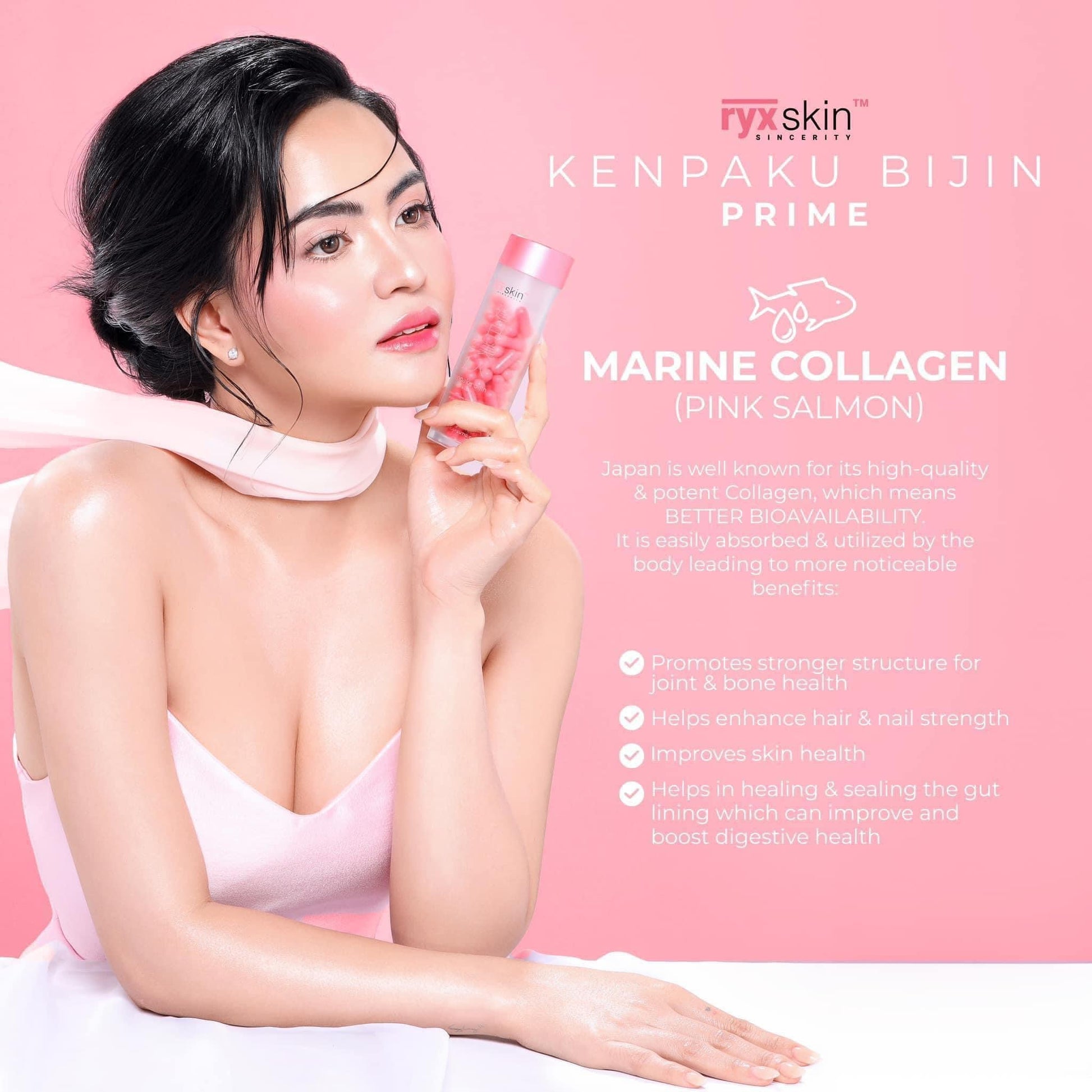 RyxSkin Kenpaku Bijin Prime (Glutathione,Collagen & Vitamin C) 62 Caps – Colabella